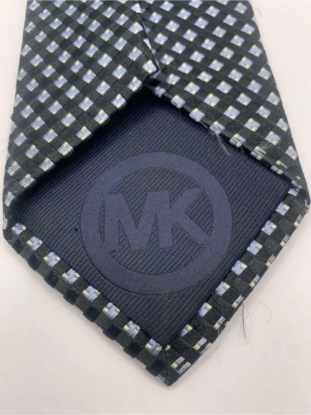 Michael Kors Black Tie with Silver Windowpane Micro-Check See Description